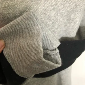Free People Sweater Cowl Turtleneck Pullover Oversized Mixed Media Raw Grey thumbnail 8