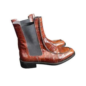Anthropologie Pilcro & The Letterpress Chelsea Croc Chocoolate Brown Boots thumbnail 12