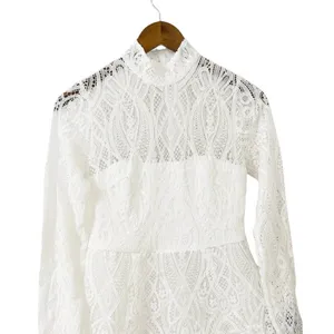 Lulus Gorgeous Attraction White Lace Structured Long Sleeve Mini Dress size S thumbnail 5