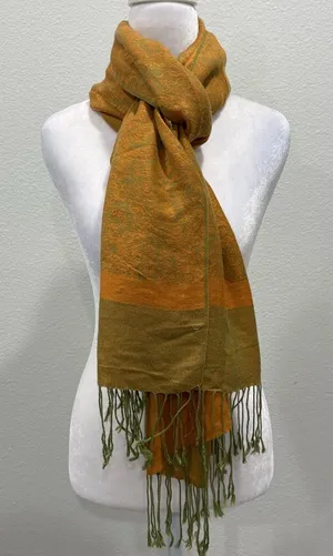 Pashmina Orange and Green Wrap thumbnail 1