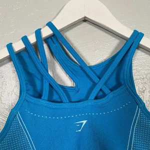 Gymshark Women M Blue Ultra Seamless Sports Bra Strappy Stretch Gym Athletic thumbnail 6