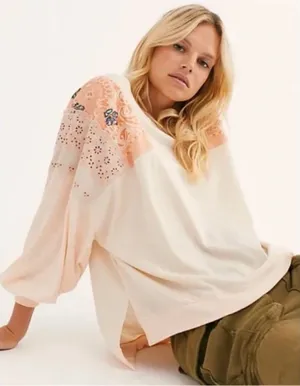 Free People We the Free Feelin’ It Embroidered Top thumbnail 1