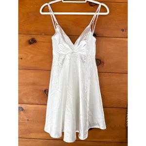 NWT Lulus Happily Yours Ivory Satin Skater Mini Dress Party Cocktail LWD Size M thumbnail 2