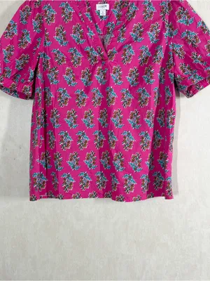 J. Crew Factory Women’s Printed Shortsleeve Poplin Top in Pink Floral S thumbnail 4