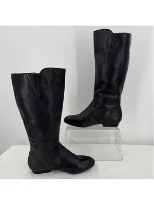 Black Riding Boots Gianni Bini Genuine Leather Equestrian Size 7M thumbnail 4