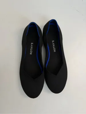 Rothys The Flat Ballet Shoes Round Toe Comfort Travel Washable Black Blue thumbnail 3
