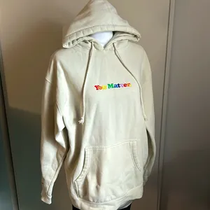 You Matter Embroidered Unisex Solid Eggshell Pullover Sweatshirt Hoodie White Size M thumbnail 2