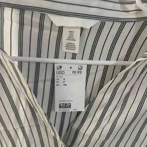 H&M Navy and White Striped Button-Down Shirt thumbnail 3