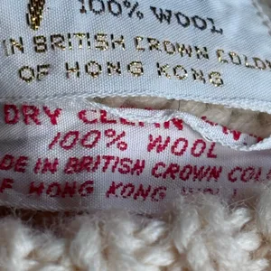 Vintage Tanni 100 Wool Cable Knit Sweater Leather Trim Made in Hong Kong‎ Medium thumbnail 9