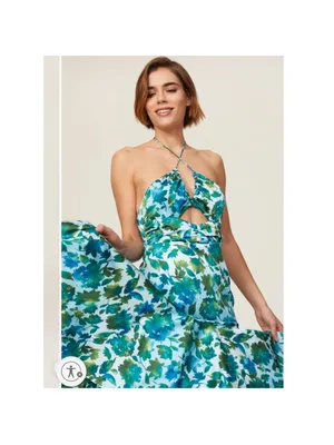 Amur Edie Floral Ruffle Cascade Halter Maxi Dress thumbnail 7