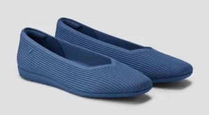 VIVAIA Margot Walker Lightweight Square-Toe V-Cut Flats in Vintage Blue Size 40 thumbnail 1