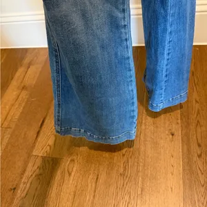 Judy Blue Denim Overalls Small Button Front Flare Leg Stretch Bib Jeans thumbnail 3