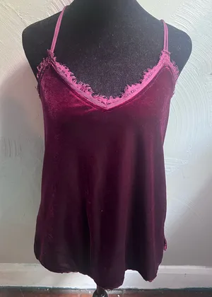 Abercrombie & Fitch Velvet Burgundy Cami Top thumbnail 1