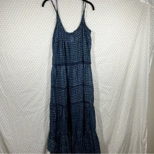 Free People Intimately Blue Cross Print‎ Eyelet Tiered Maxi Dress thumbnail 6