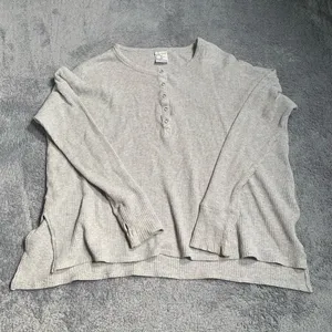 Aerie offline Gray Waffle Knit Henley Top small thumbnail 1
