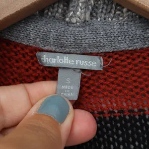 Charlotte Russe Cardigan Womens S Gray Red Southwestern Geometric Good thumbnail 2