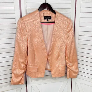 Victorias‎ Secret Satin Jacquard Open Front Cropped Blazer Jacket Peach 10 thumbnail 7
