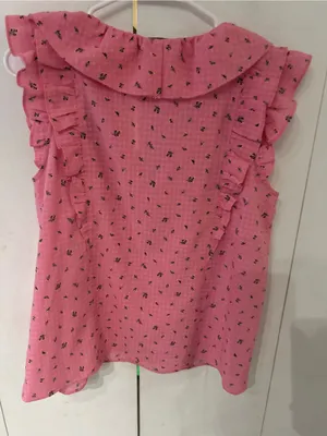 LOFT Pink Ruffle Cap-Sleeve Blouse thumbnail 7
