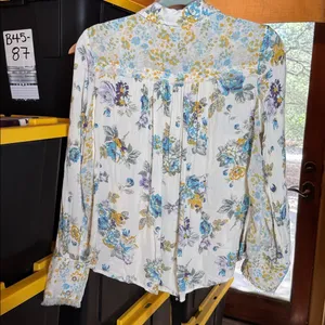 Free People Hold On To Me Floral Long Sleeve Blouse Ivory Combo Size Small thumbnail 16