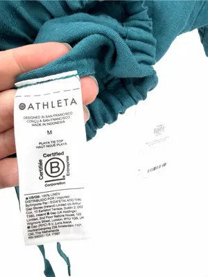 Athleta NWT Playa 100% Linen Tie Wrap Casual Athlesiure Short Sleeve Blouse Top thumbnail 9