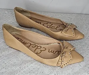 Sam Edelman Raisa studded bow tan slip on ballet flats sz 7.5 thumbnail 1