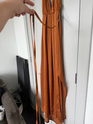 Pepper Mayo Rust/Caramel Halter Maxi Dress - Size 6 thumbnail 5