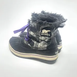 Sorel Tivoli II Leather Plaid Lace-Up Snow Boots‎ Black Gray Purple Size US 5 thumbnail 7