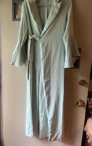 Women's Light Mint Wrap Jumpsuit with Bell Sleeves thumbnail 1
