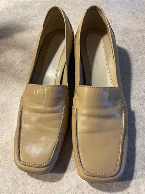 Etienne Aigner Tan Leather Slip-On Loafers thumbnail 1