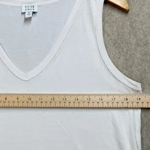 Peyton Jensen Womens White V-Neck Tank Top Modal Blend Curved Hem M USA Made‎ thumbnail 5