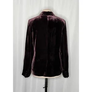 SUNDANCE Purple Silk Velvet Sofia Boyfriend Blazer Jacket Two Button Solid 10 thumbnail 6