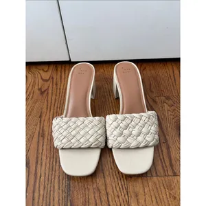 A new day Woven Strap Cream Block Heel Sandals Size 12 New without Tags thumbnail 2
