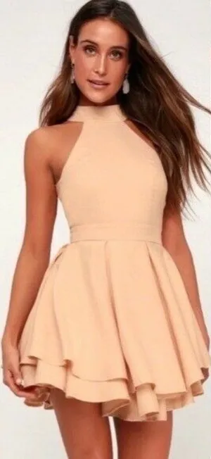 Lulus Rehearsal Open Back Skater Skirt Peach Size‎ XS thumbnail 1