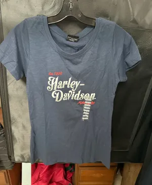 Schaeffer’s Harley-Davidson Navy Graphic Tee - White & Red Logo size xs thumbnail 1