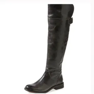 Hinge Over the Knee Leather tall boots In Black Size 7.5 Equestrian Bohemian thumbnail 15