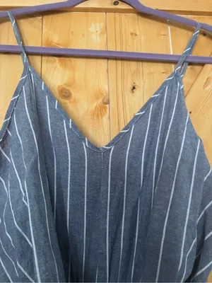 Lavender‎ Field Striped Tie-Front Wide-Leg Jumpsuit Blue/White - Small thumbnail 4