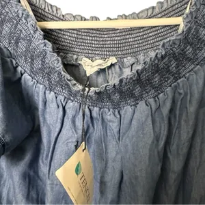 Love Tree Short Sleeve Elastic Waist Shorts Style Denim Romper Sz L New With Tag thumbnail 6