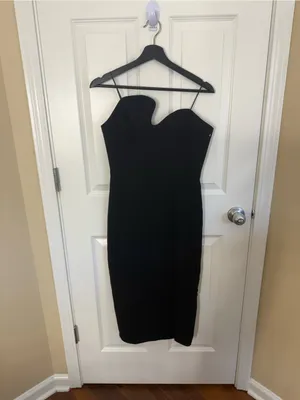 Amanda Uprichard Puzzle Strapless Midi Dress in Black M thumbnail 2