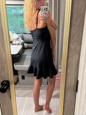 Abercrombie & Fitch Athletic Shorts‎ Under Mini Dress with Ruffle Hem Black thumbnail 2