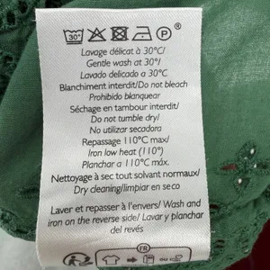 Sézane Louisah Green Organic Cotton Eyelet Ruffle Mock Neck Blouse Size 34 / 2 thumbnail 10