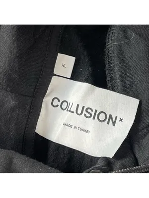 COLLUSION Unisex Lounge cotton set pants & sweat shirt hoodie black with graphic thumbnail 11