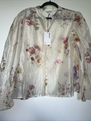 NWT WOMENS BAILEY 44 LIGHT SILKY FLORAL LAYOCELL BUTTONS Size XL thumbnail 4