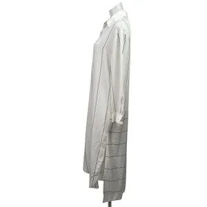 Zara Women's White Striped Long Sleeve Relaxed Button Down Midi Shirt Dress XS thumbnail 2