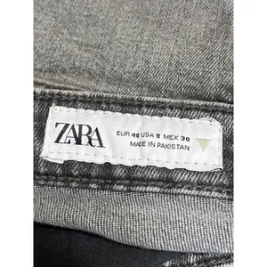 Zara Women's Gray High Waisted Frayed Raw Hem Flared Bootcut Denim Jeans Pants 8 thumbnail 3