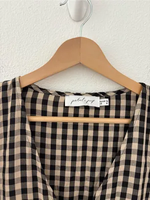 Petal & Pup black and tan gingham midi dress thumbnail 4