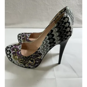 ANDREA Pink‎ & Black 4” Heels Floral Sexy Pumps- Size 8 thumbnail 2