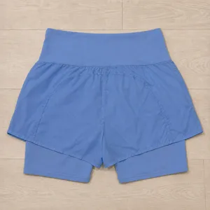 Alo Yoga Women's M Blue High Waist 2-in-1 Grid Mesh Running Shorts thumbnail 3