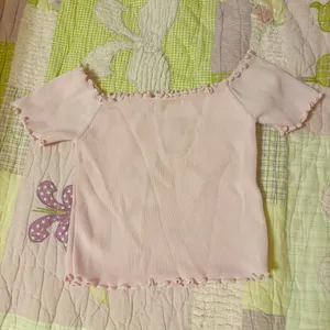 Light pink ruffle trim crop top thumbnail 3