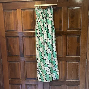 Vintage Juicy Couture Maxi Dress P Petite Y2K Green White Tropical Floral Cotton thumbnail 4