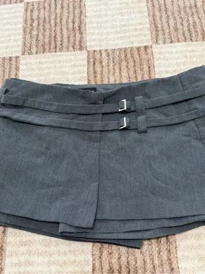 ZARA Mini Skort Double-buckle belt size XS Gray Skirt Low Rise Y2K thumbnail 4